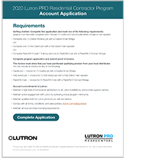 Lutron PRO Residential Application Requirements