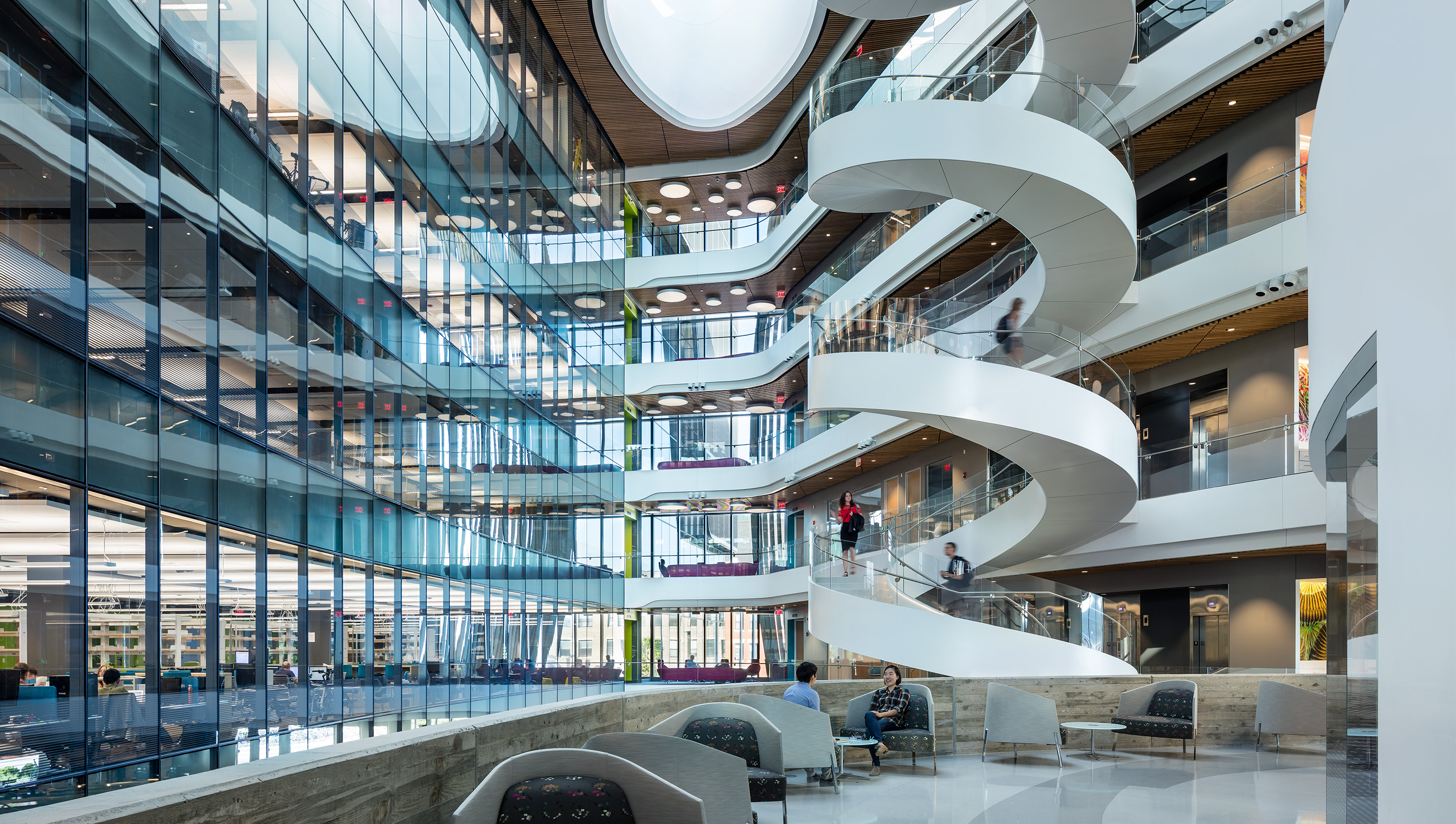 A Northeastern University commercial lobby & atrium with  Quantum. Warren Jagger Photography