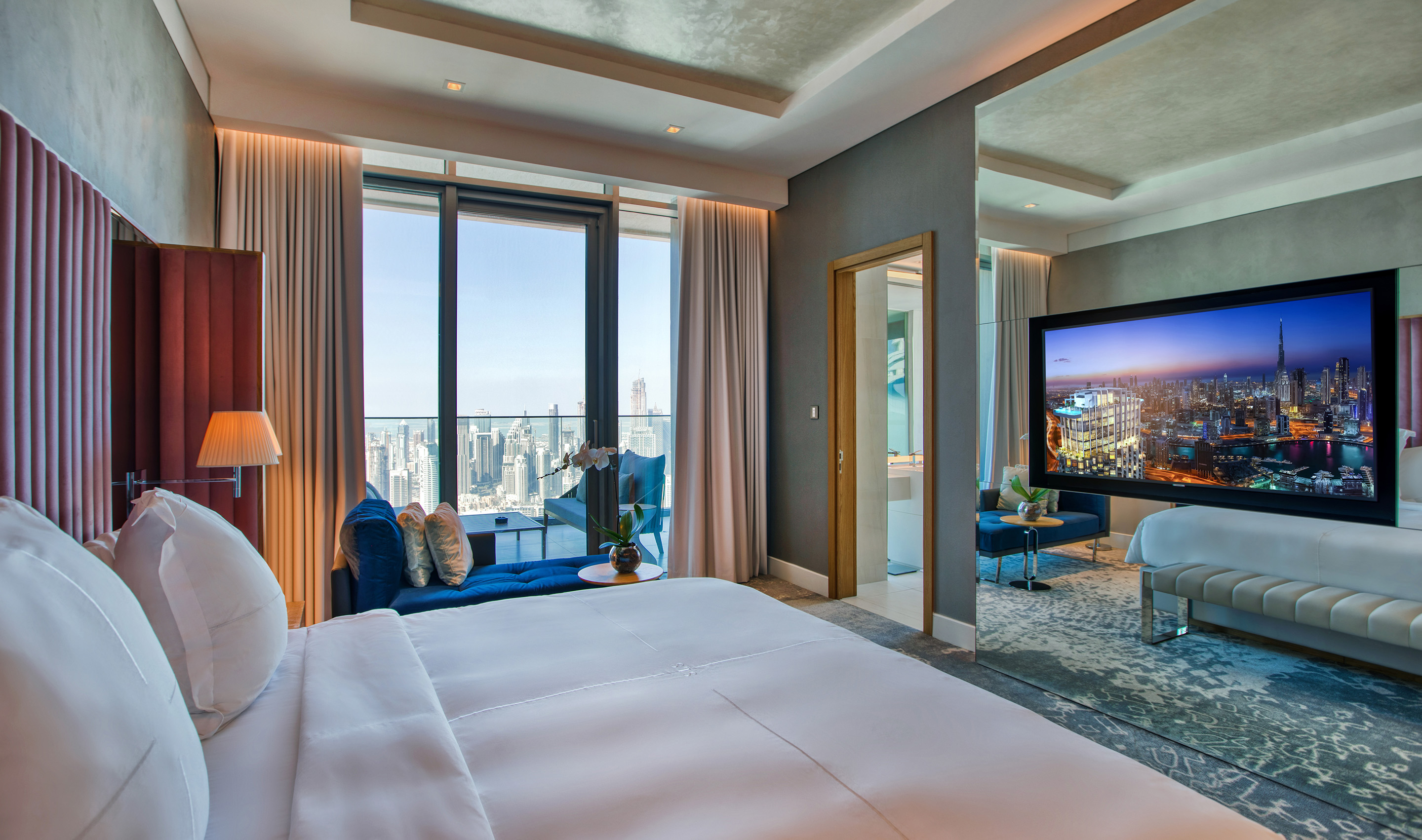A Dubai hospitality Guest Room with Lutron myRoom XC, Palladiom, Keypads & Remotes
