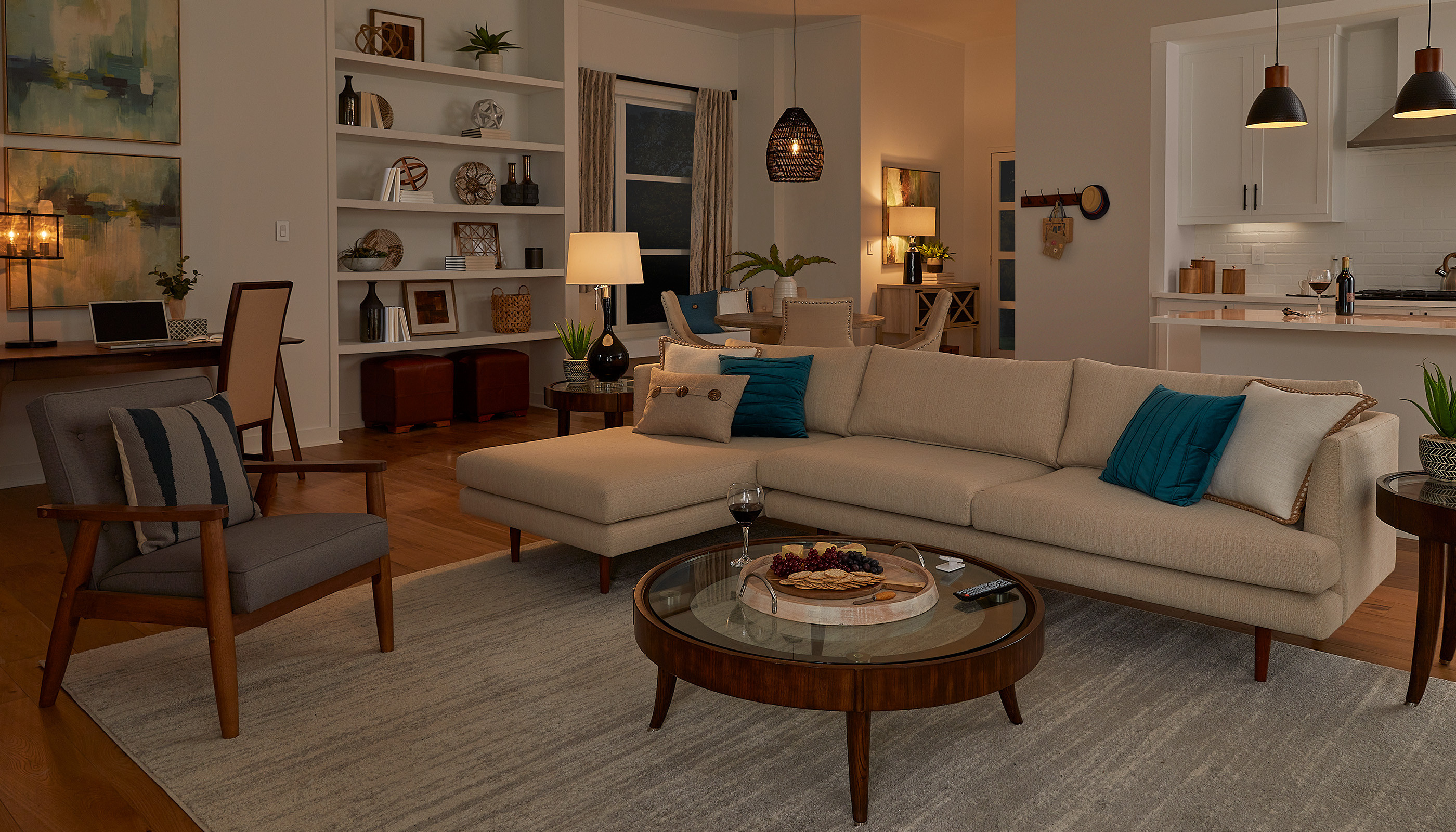 A Southeast private residence living room with Lutron Caséta, Pico &  Dimmers & Switches 