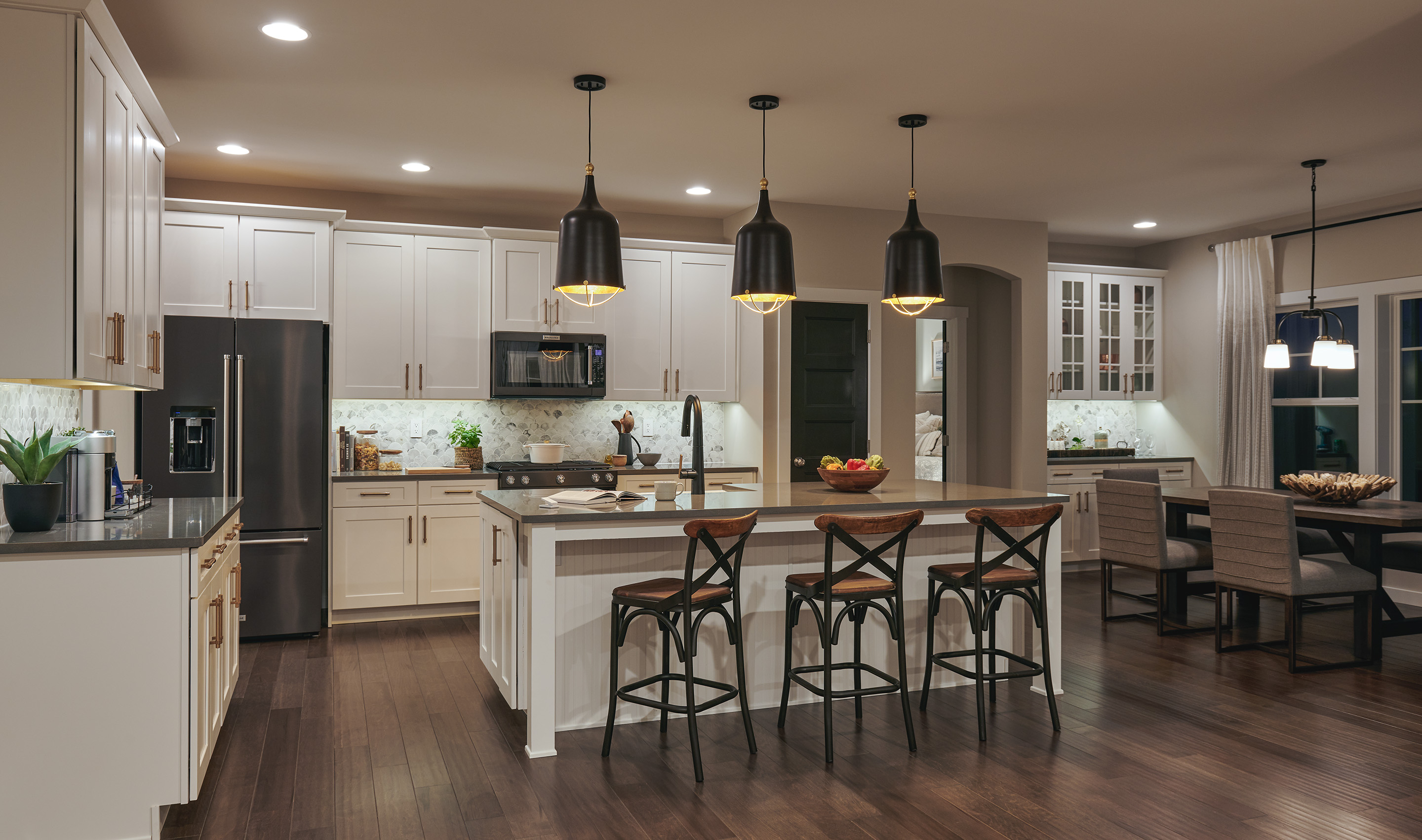 A Northeast private residence kitchen with Lutron Caséta & Dimmers & Switches