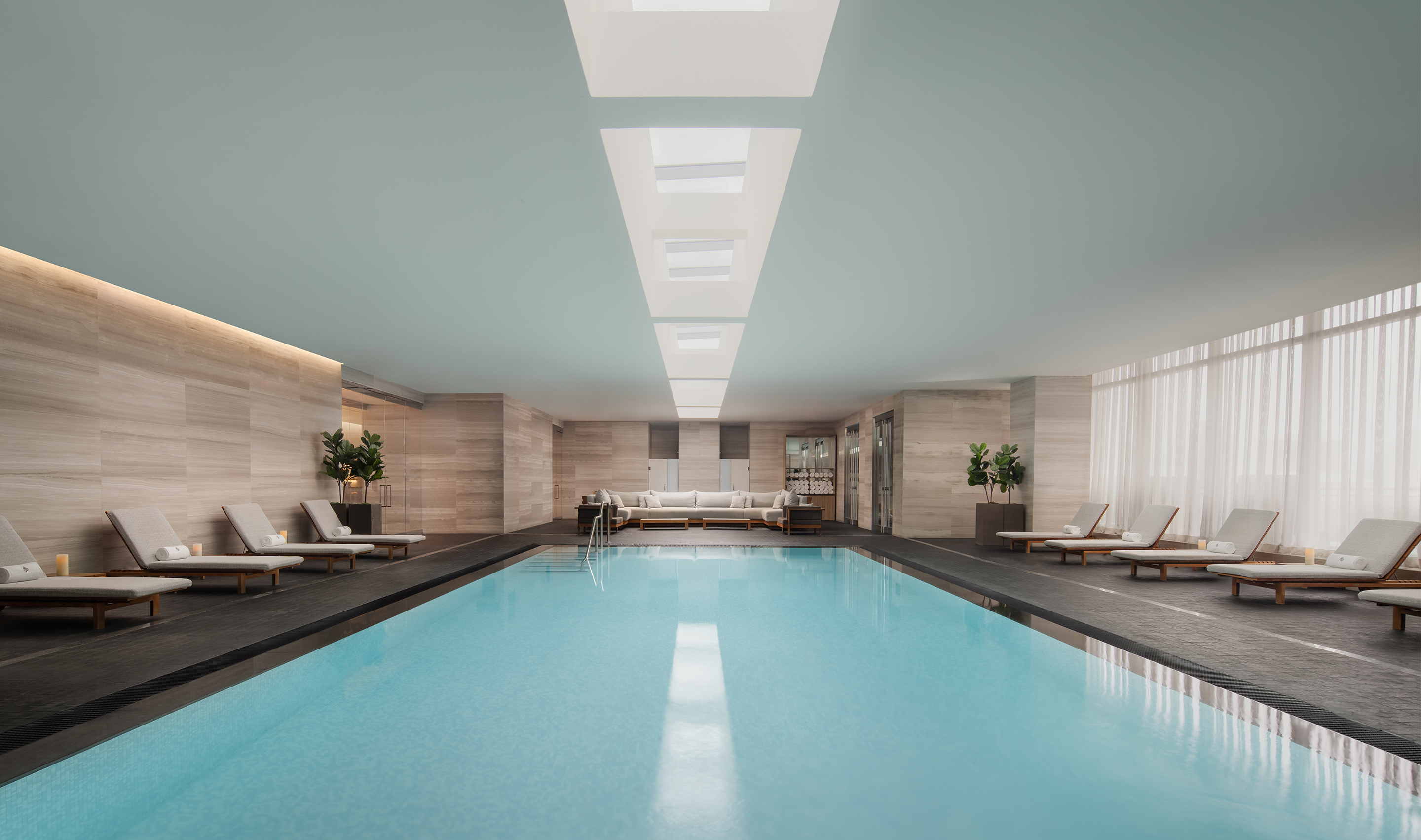 A Canada hospitality gym & spa with Lutron drapery & Quantum. @joethomasphoto