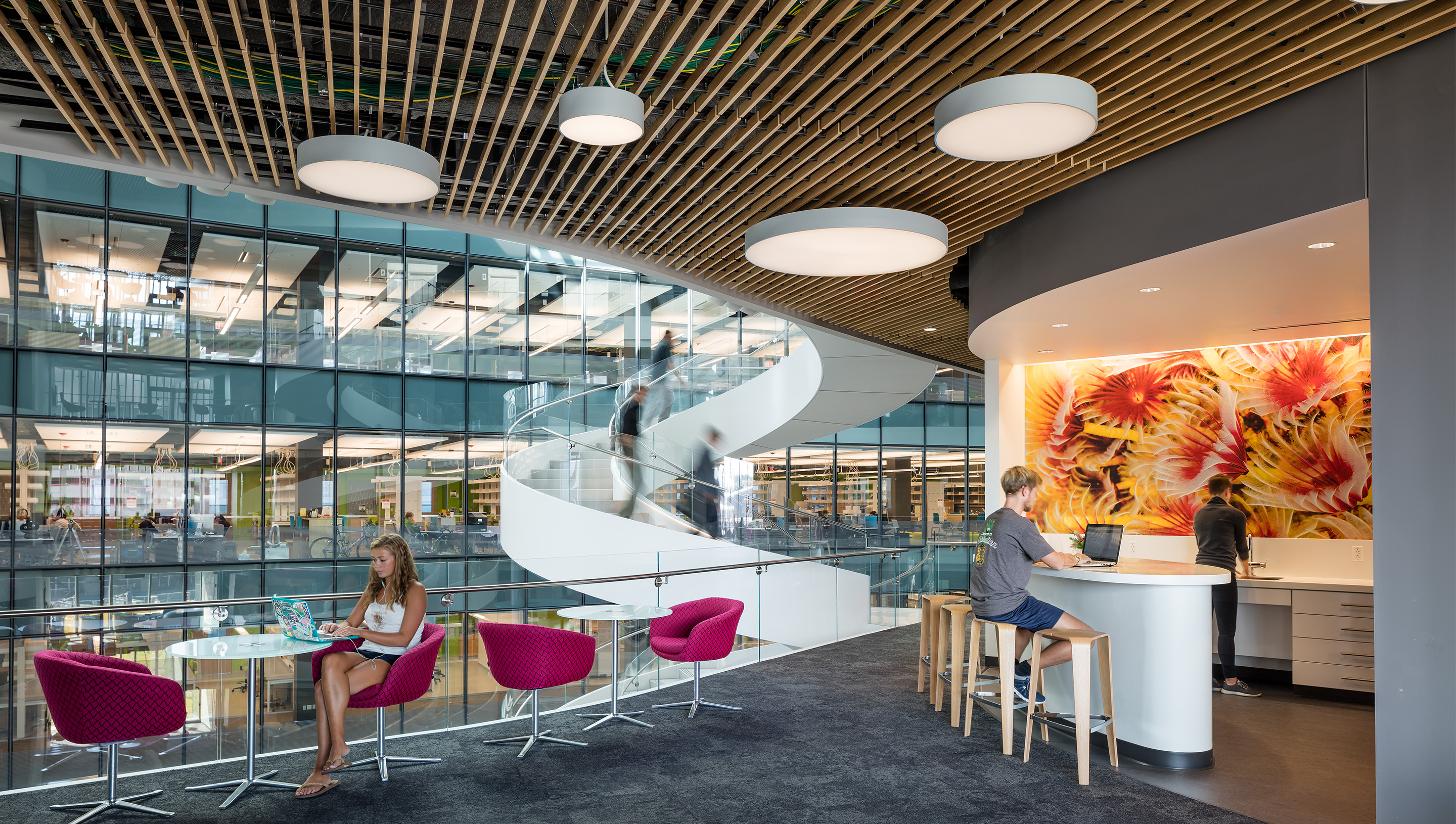 A Northeastern University commercial collaborative spaces with Lutron Quantum. Warren Jagger Photography