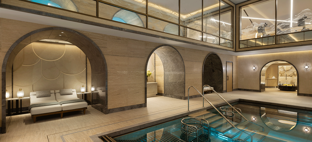 The pool area at Raffles London at The OWO