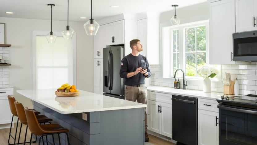 Lutron Pro Installer uses their smartphone to connect lights to the Lutron app.