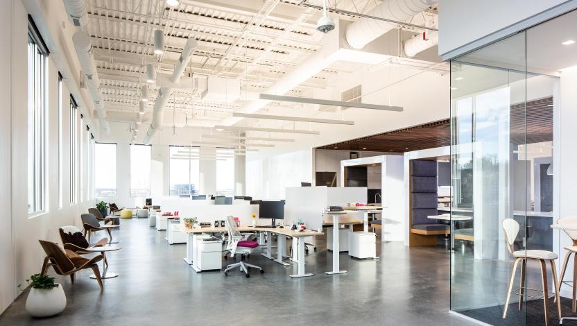 Open office setting with Rania S38 PAR38 lamp lighting for track and recessed lighting.