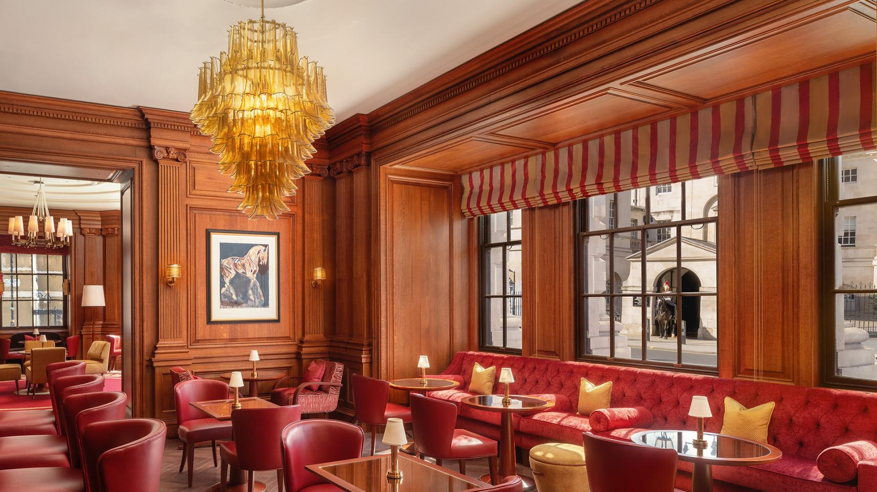 Lutron motorized Roman shades in luxury restaurant for automated climate and light control