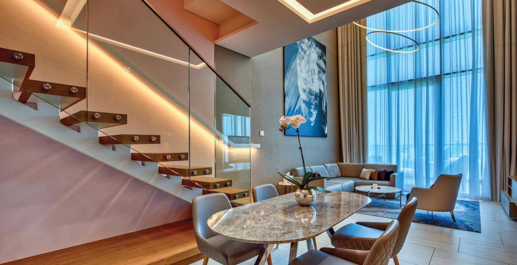 Stairs_SLS_Dubai_Sheer_Drapes_Closed