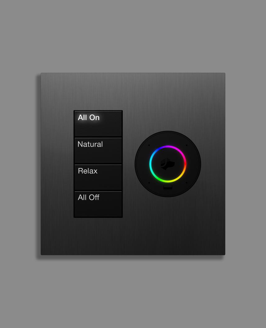 HomeWorks smart keypad featuring voice control for lighting, shades, and climate