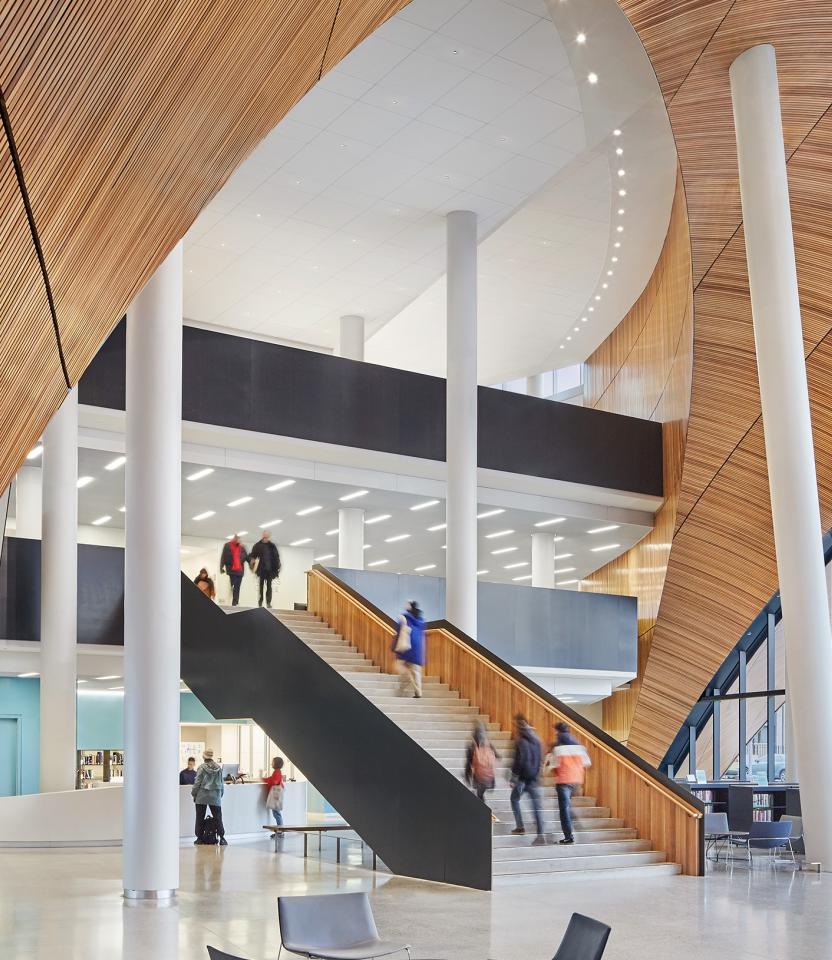 A Philadelphia commercial lobby & atrium  with Lutron roller shades and Quantum. ©Photo by: John Muggenborg