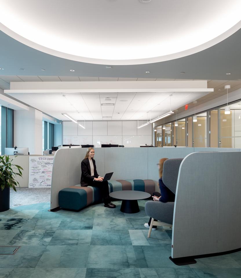 A New York City commercial open office with Lutron embedded fixture technology and Athena.