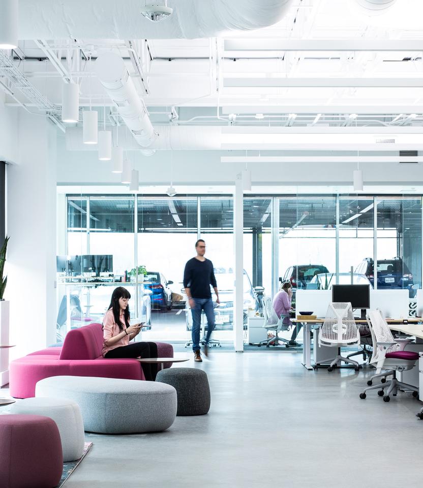 An Austin commercial collaborative space with Lutron Ketra lamps and Athena. © Jake Holt Photography