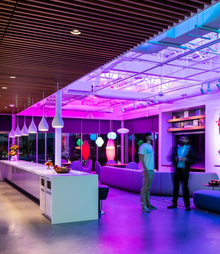 An Austin commercial collaborative space with Lutron Ketra lamps and Athena. © Jake Holt Photography