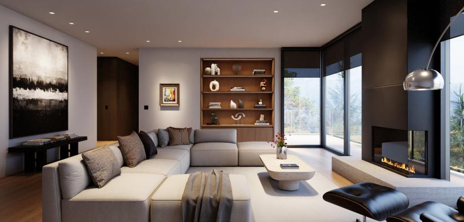 Rania tape lights and downlights being used in a living room.