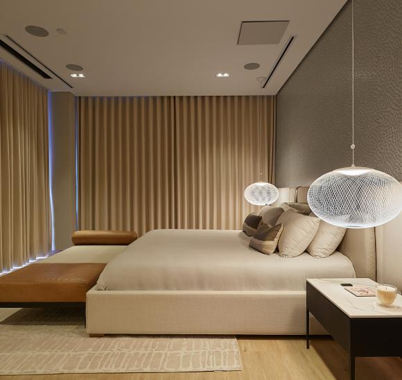 bedroom casa del ritmo drapes closed