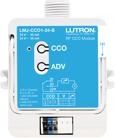Wireless contact closure output for third-party system integration.