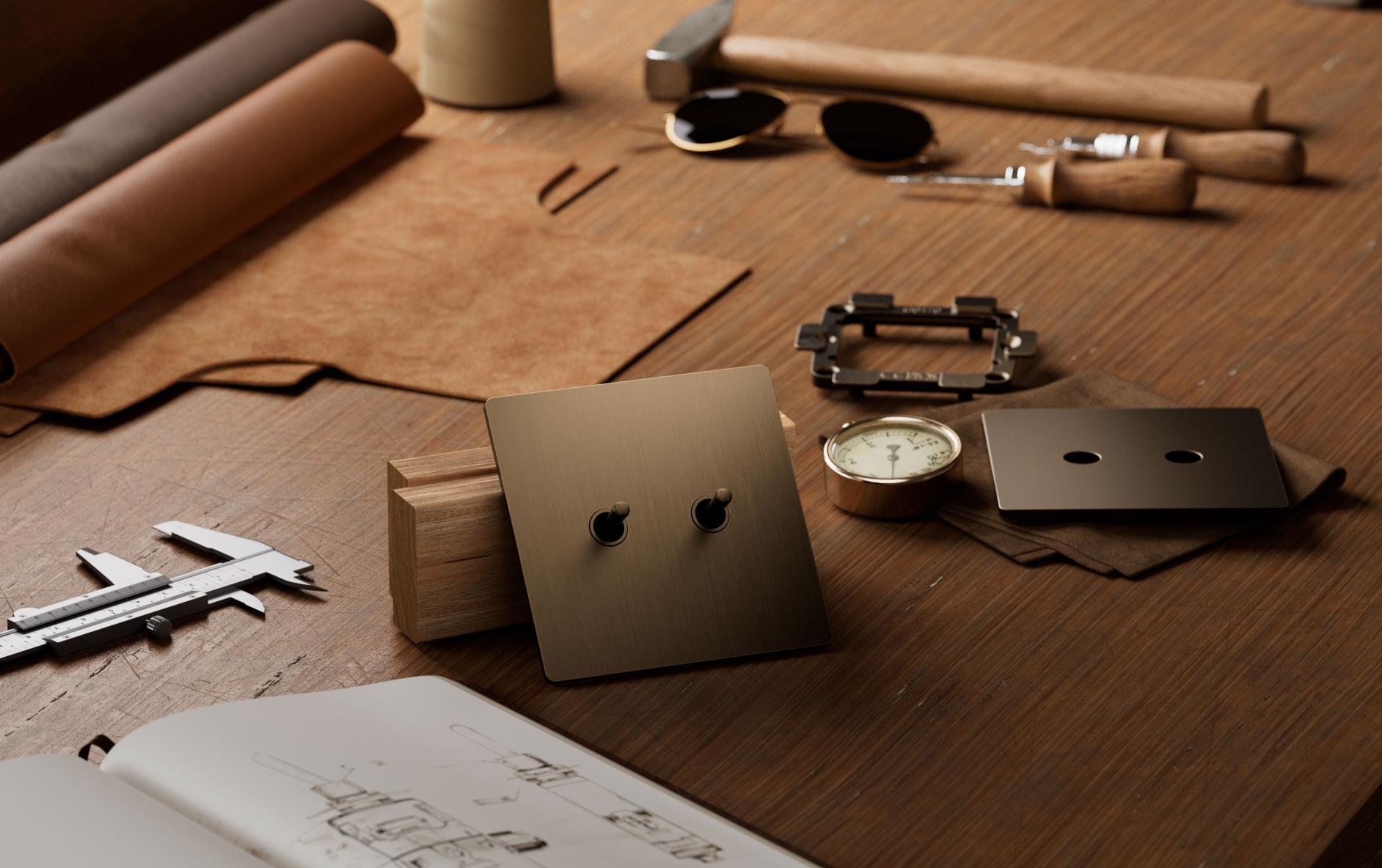 Designer workspace featuring an Aviena keypad on a desk