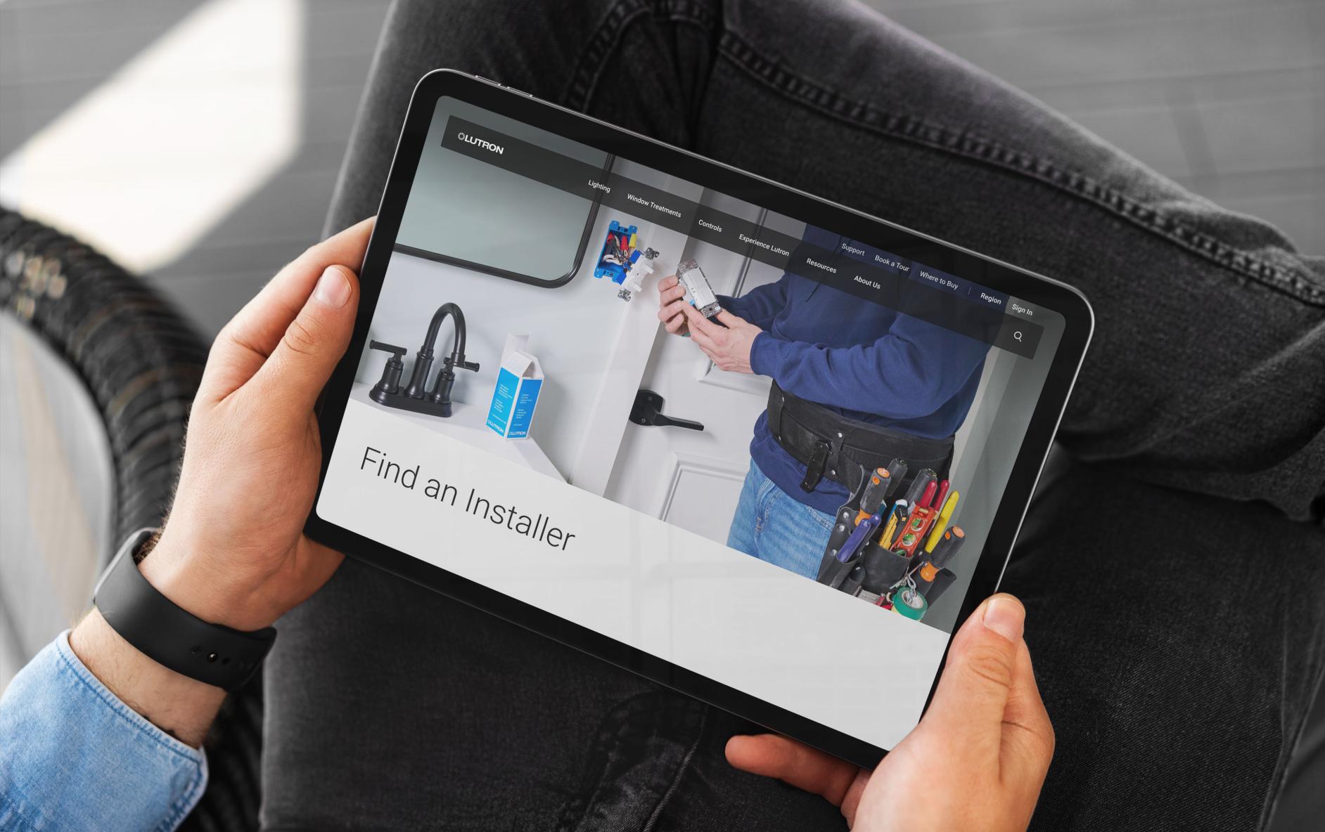 A homeowner is using the Find an Installer page to book a job.